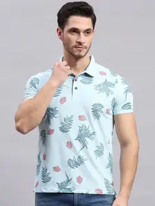 Monte Carlo Floral Printed Polo Collar Cotton T-shirt