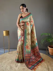 SGF11 Kalamkari Printed Silk Cotton Chanderi Saree