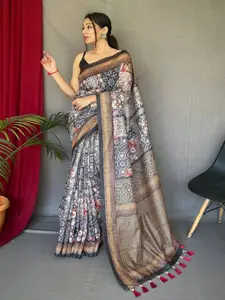 SGF11 Kalamkari Printed Silk Cotton Zari Chanderi Saree