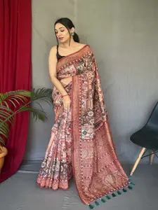 SGF11 Kalamkari Printed Silk Cotton Chanderi Saree
