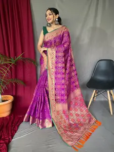 SGF11 Floral Woven Design Zari Silk Cotton Patola Saree