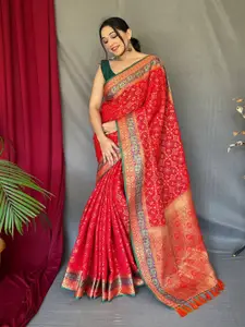 SGF11 Ethnic Motifs Woven Design Zari Silk Cotton Patola Saree
