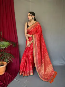 SGF11 Floral Woven Design Zari Silk Cotton Patola Saree