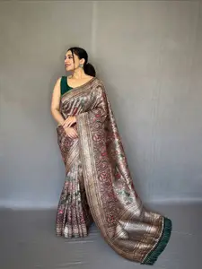 SGF11 Kalamkari Printed Zari Silk Cotton Kanjeevaram Saree