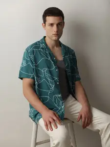 SELECTED Abstract Printed Cuban Collar Casual Shirt