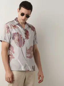 SELECTED Floral Printed Cuban Collar Casual Shirt