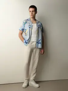 SELECTED Abstract Printed Cuban Collar Casual Shirt