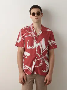 SELECTED Abstract Printed Cuban Collar Casual Shirt