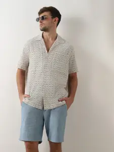 SELECTED Ethnic Motifs Printed Cuban Collar Pure Cotton Casual Shirt