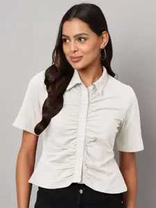 BRINNS Women Relaxed Gathered Short Sleeves Casual Shirt