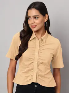 BRINNS Women Relaxed Gathered Short Sleeves Casual Shirt