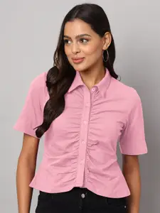 BRINNS Women Relaxed Gathered Short Sleeves Casual Shirt