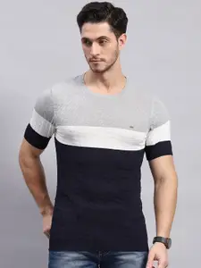 Monte Carlo Colourblocked Round Neck Short Sleeves Cotton T-shirt