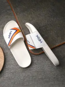 HRX by Hrithik Roshan Men Off White Printed Sliders