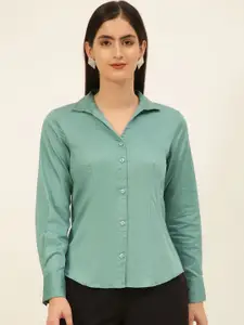 JAVINISHKA Comfort Spread Collar Satin Tailored Fit Formal Shirt