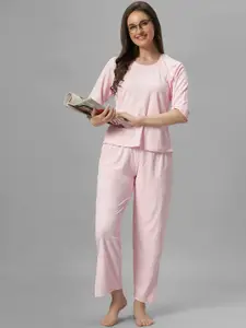 LacyLook Striped Ribbed Night Suit