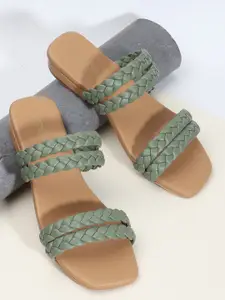 DressBerry Green Open Toe Flats