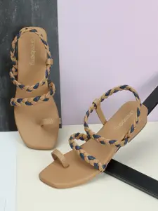 DressBerry Beige Open Toe Flats