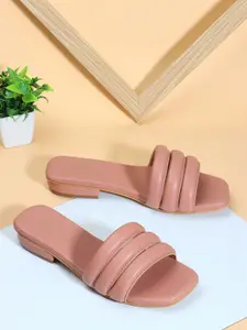 DressBerry Pink Open Toe Flats