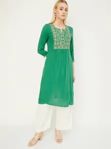 max Floral Embroidered A-Line Kurta