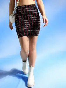 Veni Vidi Vici Checked Slim-Fit Pencil Mini Skirt