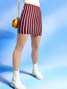 Veni Vidi Vici Striped Slim-Fit Pencil Mini Skirt