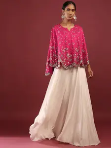 KALKI Fashion Sequins Embellished Cape Top With Palazzos