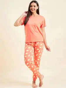 Sweet Dreams Peach-Coloured Round Neck Night suit