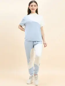 Sweet Dreams Blue Colourblocked T-Shirt With Joggers