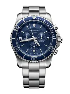 Victorinox Men Patterned Dial & Stainless Steel Bracelet Style Straps Analogue Watch 241689
