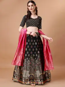 KALINI Woven Design Banarasi Silk Ready to Wear Lehenga & Unstitched Blouse With Dupatta