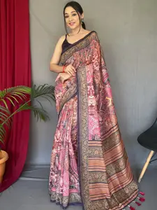 SGF11 Ethnic Motifs Printed Chanderi Saree With Tassels