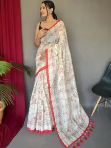 SGF11 Floral Schiffli Silk Cotton Chanderi Saree