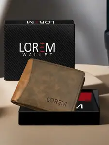 LOREM Men Typography Textured Two Fold Wallet With SIM Card Holder
