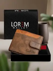 LOREM Men Brand Logo Printed Two Fold Wallet