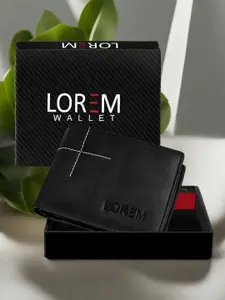 LOREM Men Textured Two Fold Wallet with SIM Card Holder