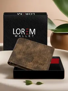 LOREM Men Textured Two Fold Wallet with SIM Card Holder