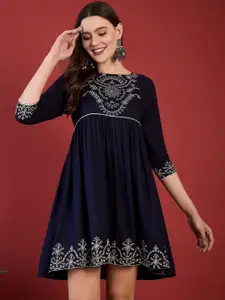 Anouk Embroidered Fit & Flare Knee Length Ethnic Dress