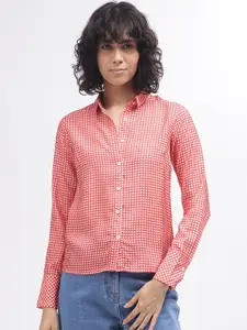 Iconic Women Gingham Checks Opaque Checked Casual Shirt