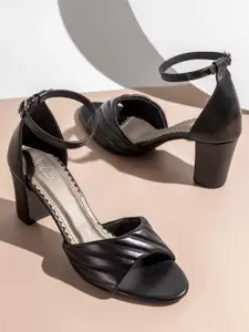 Inc 5 Women Textured Peep Toes Block Sandals