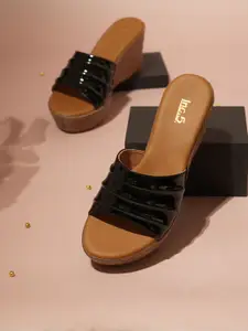 Inc 5 Women Textured Open Toe Wedge Heel Sandals