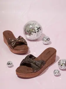 Inc 5 Women Embellished Knot Detailed Party Wedge Sandals