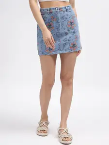 ELLE Floral Printed Pure Cotton Fitted Skirt