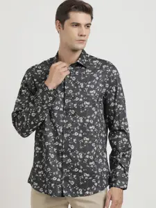 Turtle Men Classic Slim Fit Floral Opaque Printed Party Shirt