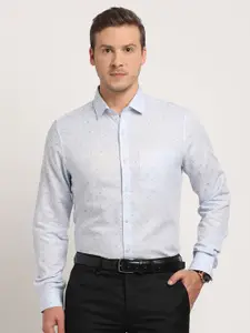 Turtle Men Classic Slim Fit Floral Opaque Printed Formal Shirt