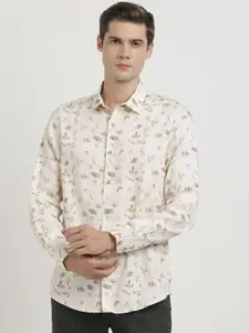 Turtle Men Classic Slim Fit Floral Opaque Printed Party Shirt