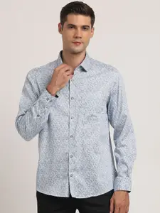 Turtle Men Classic Slim Fit Opaque Printed Party Shirt