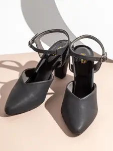 Inc 5 Women Pointed Toe Block Heel Mules With Buckles