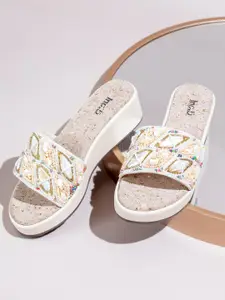 Inc 5 Embroidered Open Toe Wedge Heels