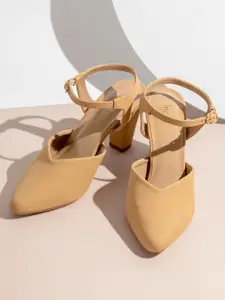 Inc 5 Women Pointed Toe Block Heel Mules With Buckle Details